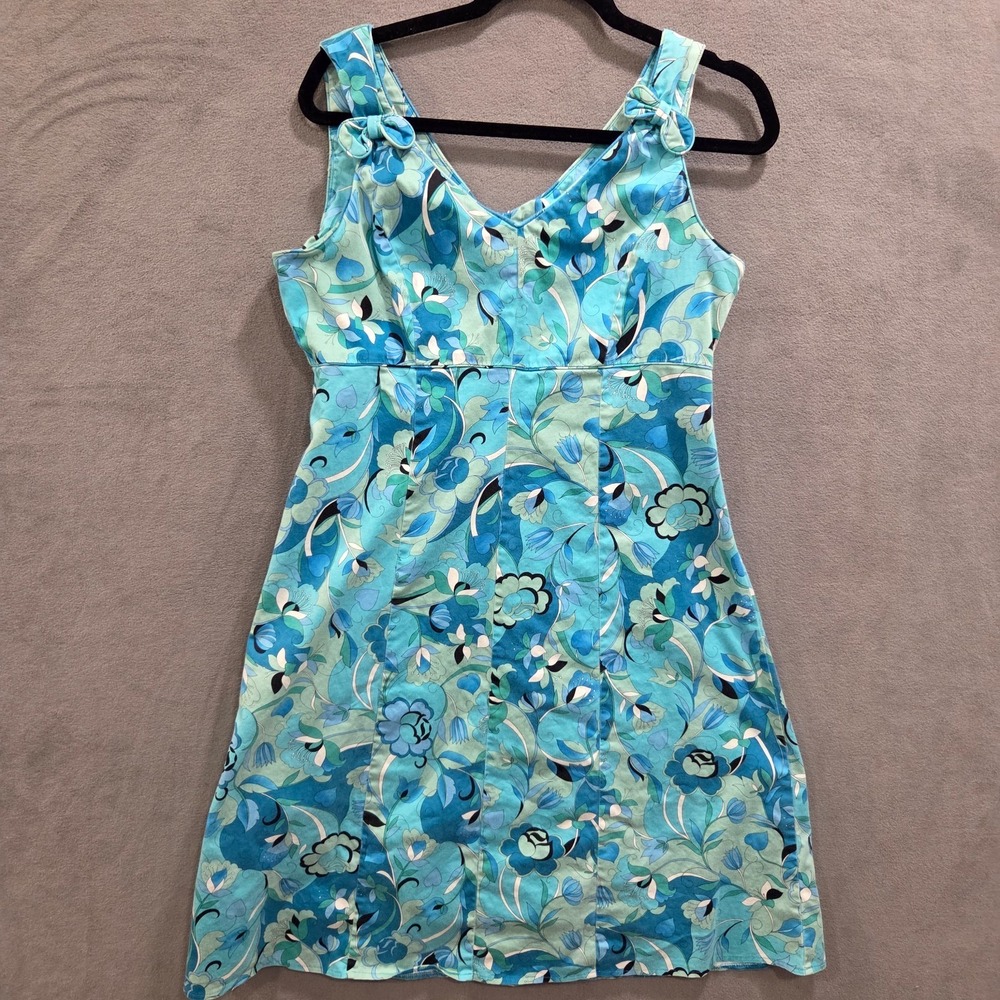VTG Y2K Sag Harbor Floral Dress Women's Size 10 Bow Straps Artsy Feminine